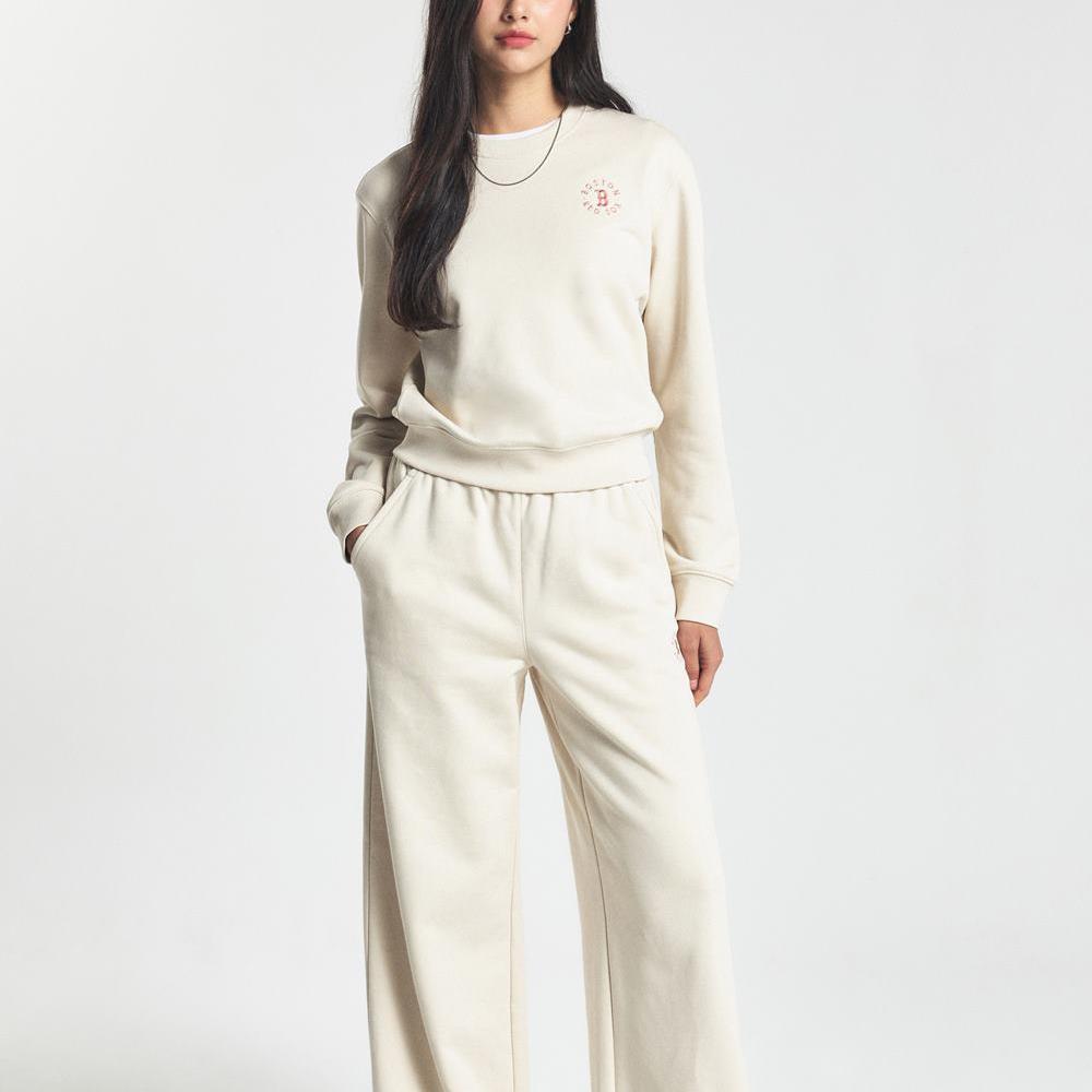 New MLB Basic Boston Red Sox Sweatshirt Women's Dark Cream 3FMTB0244-43CRD