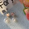 High-End S925 Sterling Silver Square Stud Earrings with Pearls: Versatile Fresh Design for Women