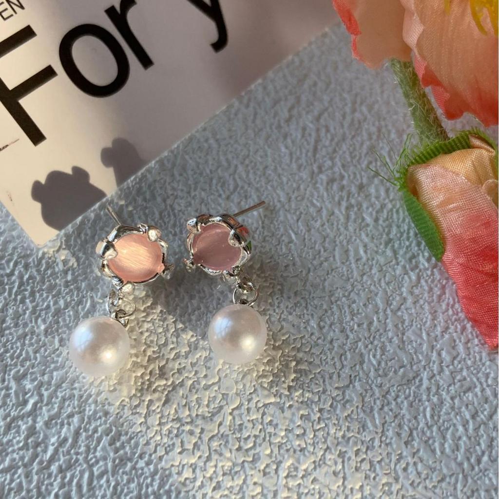 High-End S925 Sterling Silver Square Stud Earrings with Pearls: Versatile Fresh Design for Women