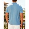 Men's New Summer Casual Breathable Terry Jacquard Lapel Striped Short Sleeve Shirt