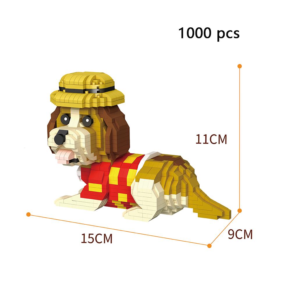 KNEW BUILT Dog Model Micro Mini Building Blocks Children Assemble Toys or Beginner Cute Bulldog Hughes Shiba Inu Pet Style Brick