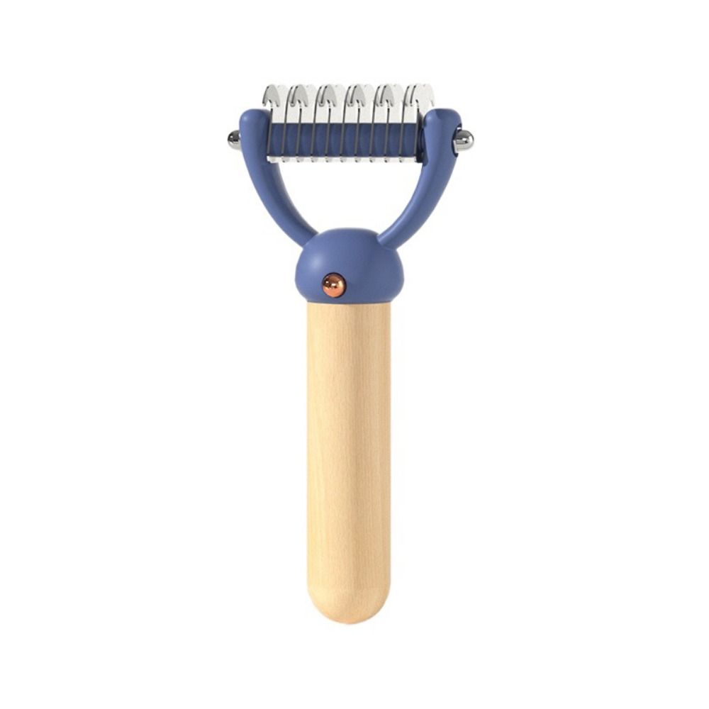

Double-sided Hook Pet Deshedding Brush Wood Handle Dogs Grooming Comb for Dogs Cats S синій