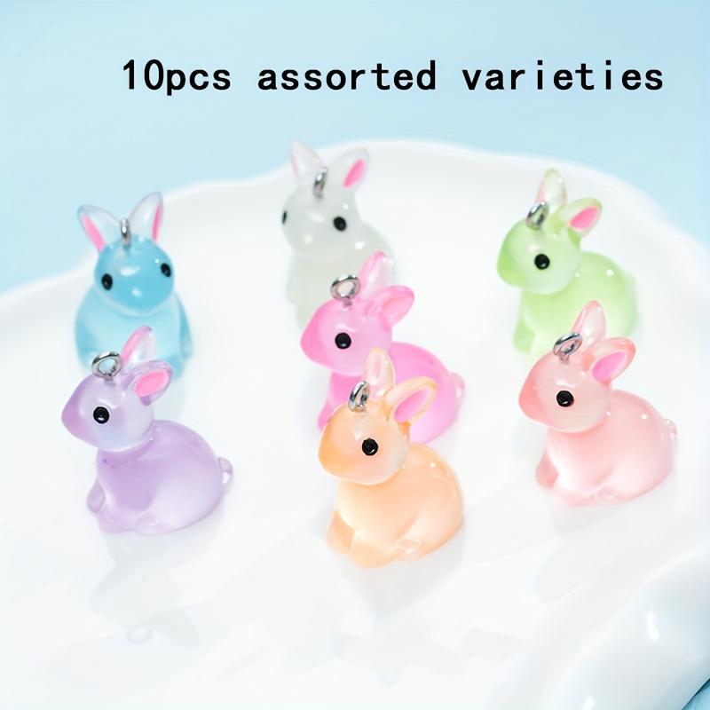 

10pcs Cute Bunny Pendant Set, Resin Animal Pendants for DIY Jewelry Making - Earrings and Necklace Supplies 10pcs