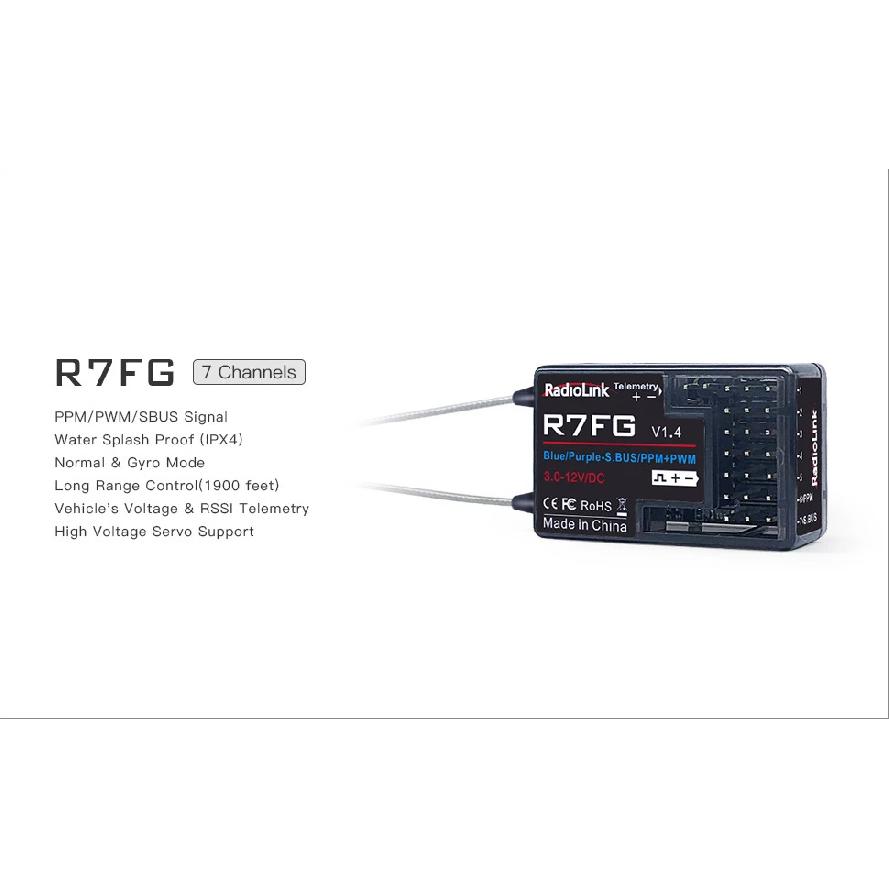 Radiolink R7FG Channle 2.4G Gyro RC Receiver Car Voltage Transmission Telemetry 600m Long Range RX for Crawler Drifting Car