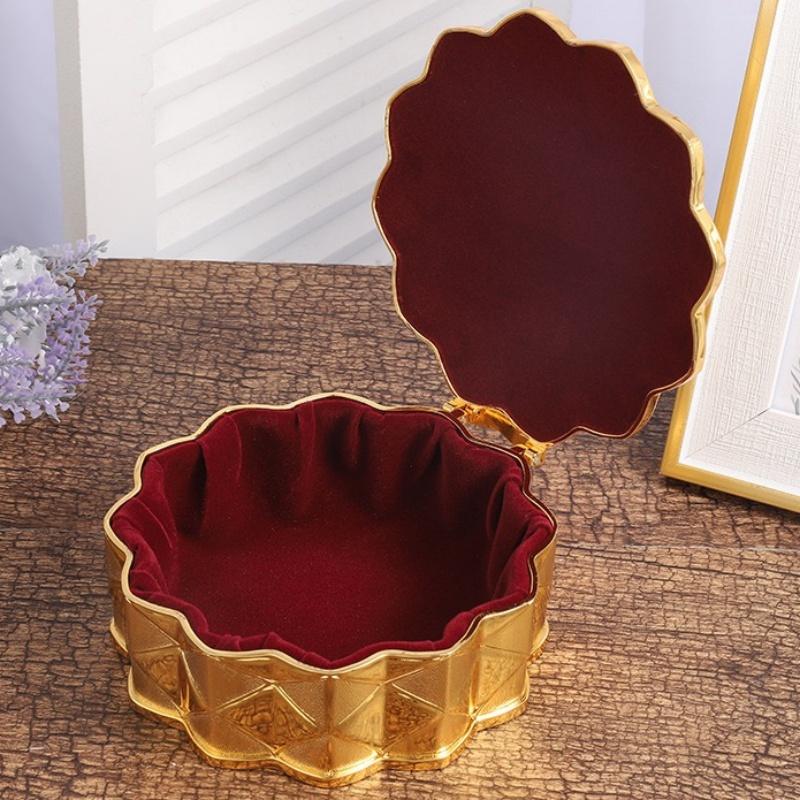 Mini Bracelet Storage Box Jewelry Organizer,Inlaid Gem Circle Golden Enamel Alloy Ring Storage Jar Dresser Display Couple Gifts