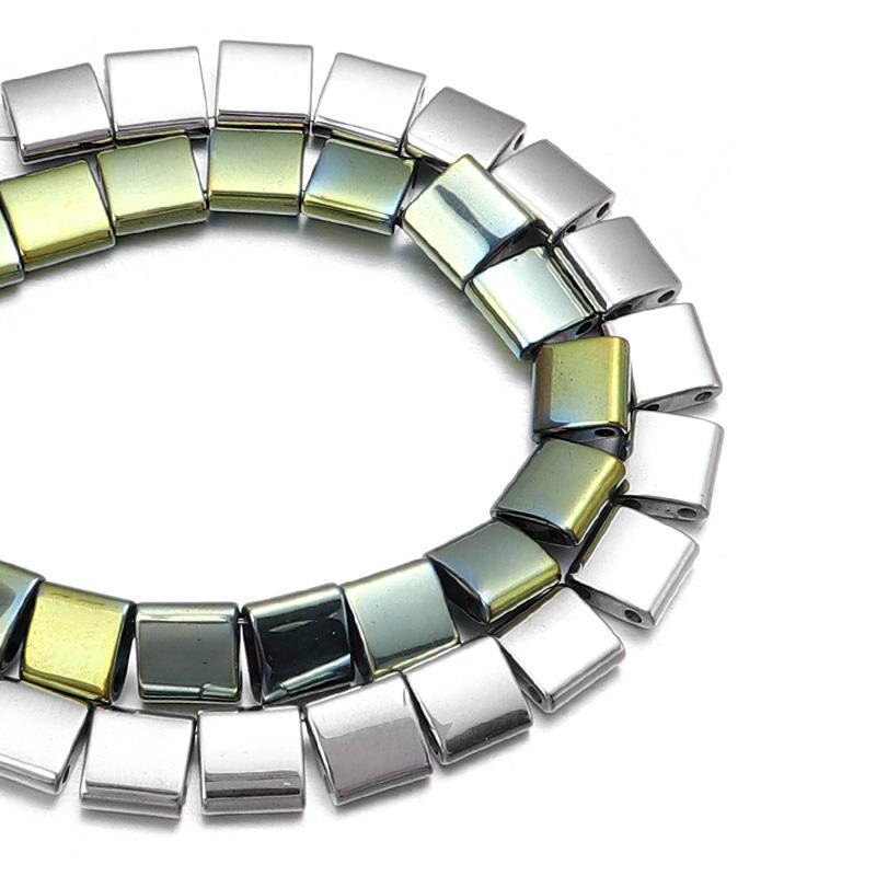 70-380pcs/Strand Two Holes Flat Square Hematite Beads Natural Stone Beads Spacer Loose Beads For Jewelry Making DIY Bracelet