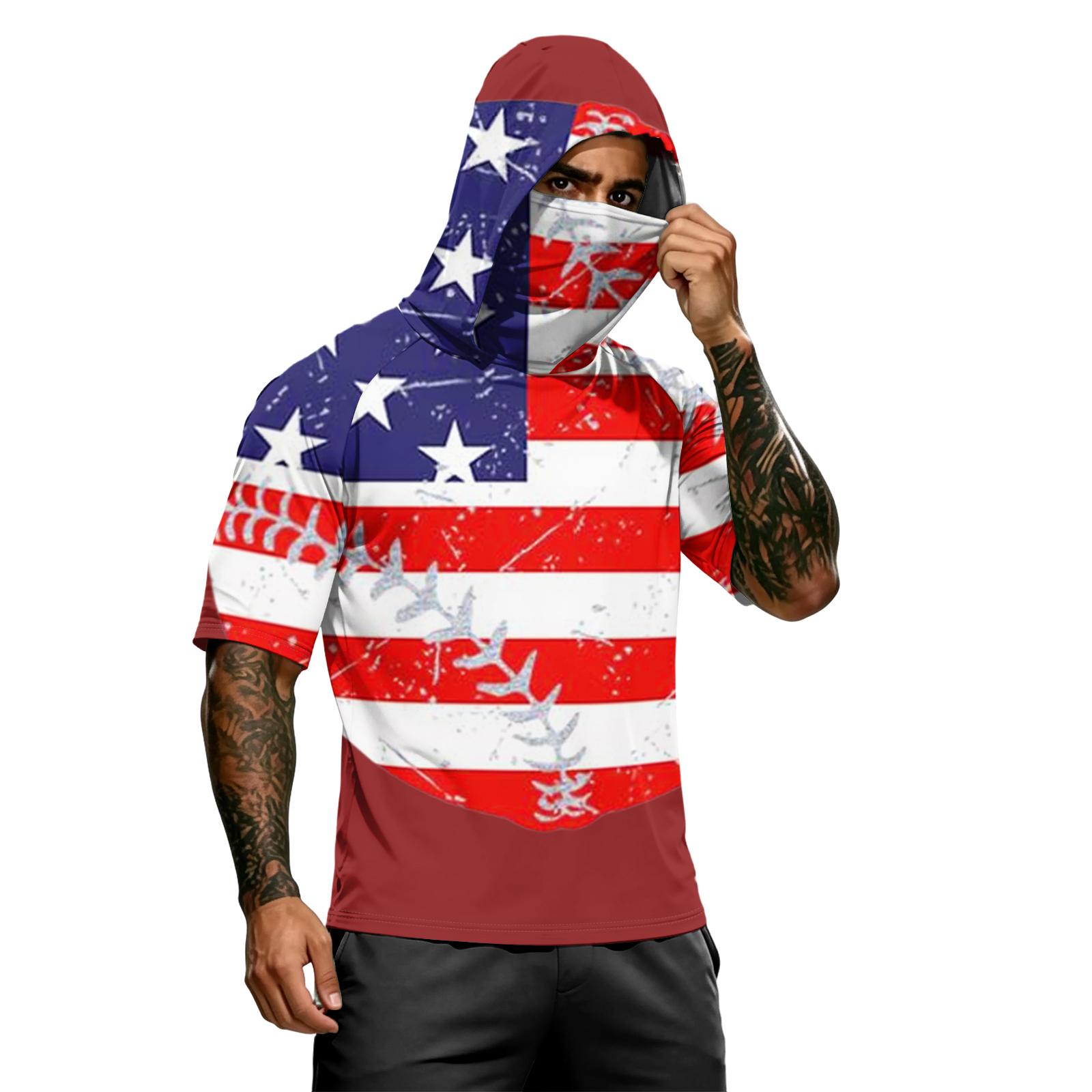 

Men s Summer Short Sleeve Hooded T Shirt Quick Dry UV Protection UPF 50 Plus Lightweight Sports Fishing Outdoor Activewear Top XL
