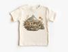 Retro 90's Coyotes Frolicking T Shirt - Wildflower Mountain Scene Tee - Nature Wildlife Kids & Adult Graphic - Summer Outdoors Animal Top