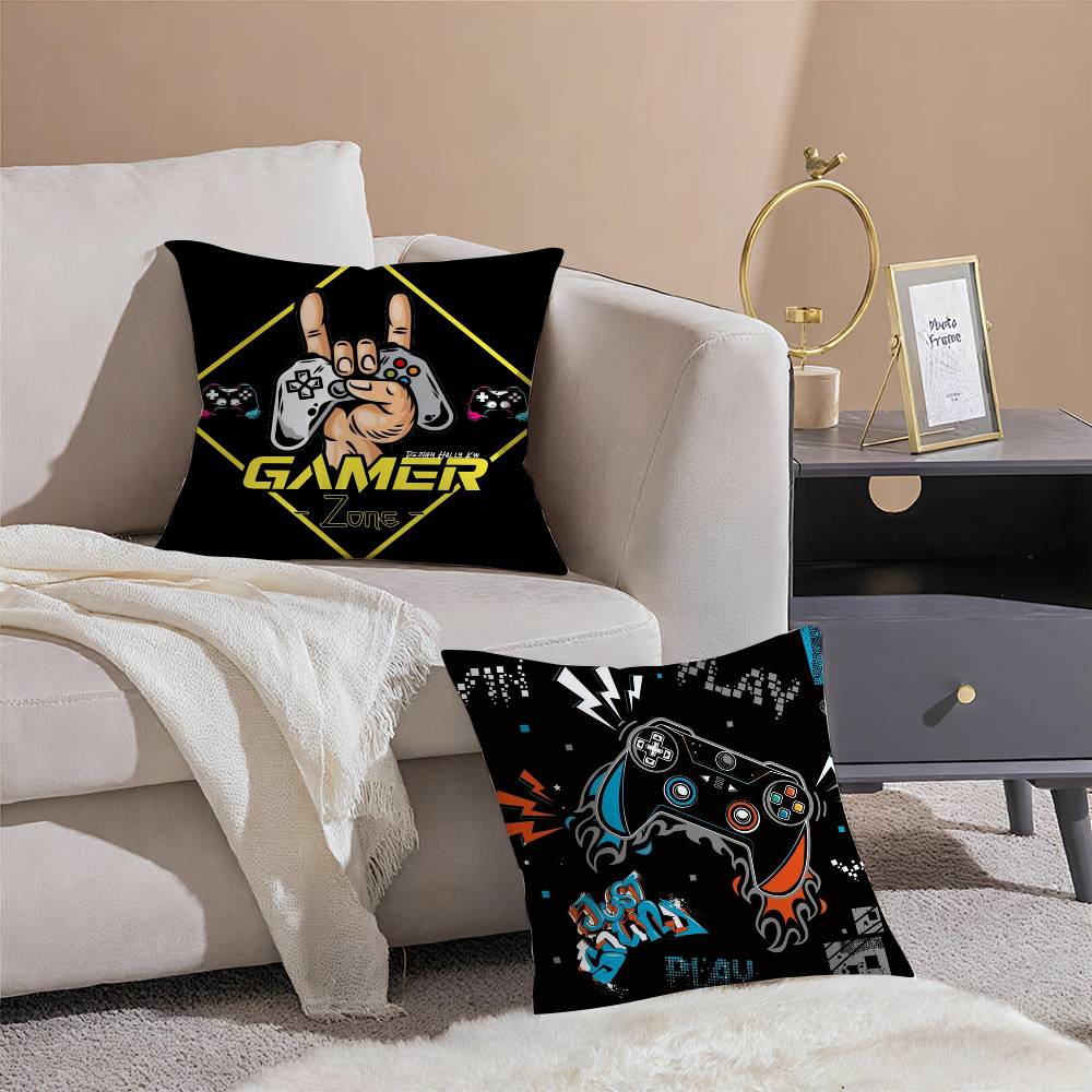 Colorful Graffiti Game Gamepad Pillow Case  Anti-dustmite Pillowcase Invisible zipper silky Sofa cushion cover