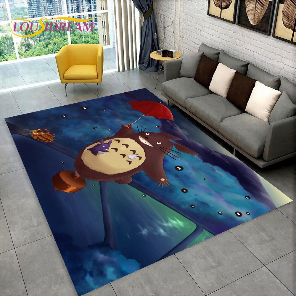 Cartoon My Neighbor T-Totoro Anime Area Rug,Carpet Rug for Living Room Bedroom Sofa Doormat Decoration,Kid Non-slip Floor Mat 3D