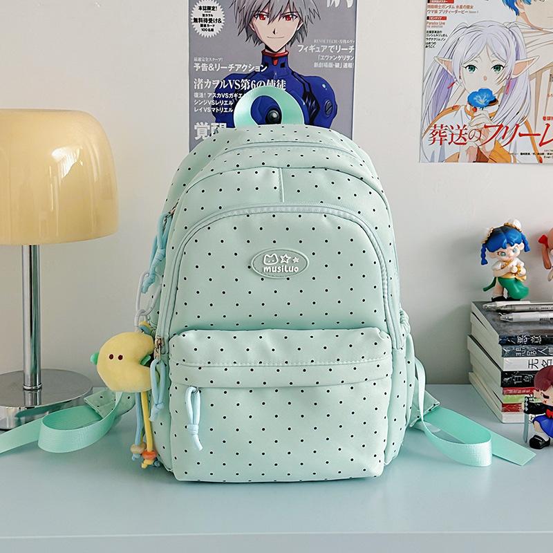 Schoolbag Small Fresh Sweet Cute Japanese College Wind Polka Dot Backpack Junior High School Students Casual Light Large Capacity Backpack