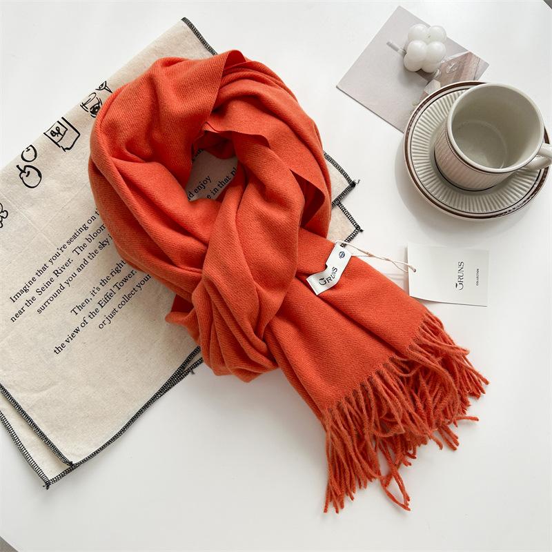 Kašmírový šátek na ruku, podzimní a zimní, jednobarevný, dámský, tlustý střapec, jednoduchý a všestranný, měkký a teplý, imitace kašmíru