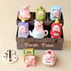 8pcs/Set Cute Pig Figure Toy Picnic Party Mini Figurine Desktop Decoration Model Ornaments Toys Garden Home Desk Decor