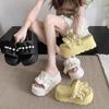 Xiaoxiangfeng Pearl Women's Summer Fashion 2025 New Niche Slippers Thick-bottomed One-word Clothes Soft-bottomed Comfortable Sandals