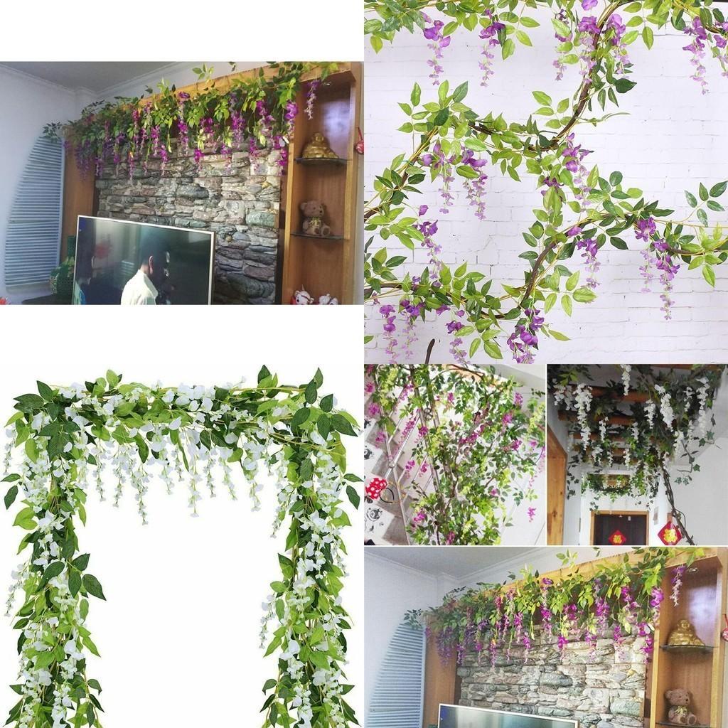 Lifelike 2x Artificial Wisteria Flower Vine With Stunning Colors For Home Decor