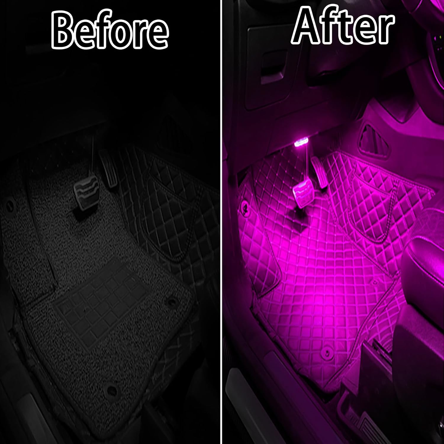 4 Pack Car LED Ambient Lights, 7 Colors Magnetic Interior Car Lights USB Rechargeable, Touch Sensor, Reading Lamps for Car Decor