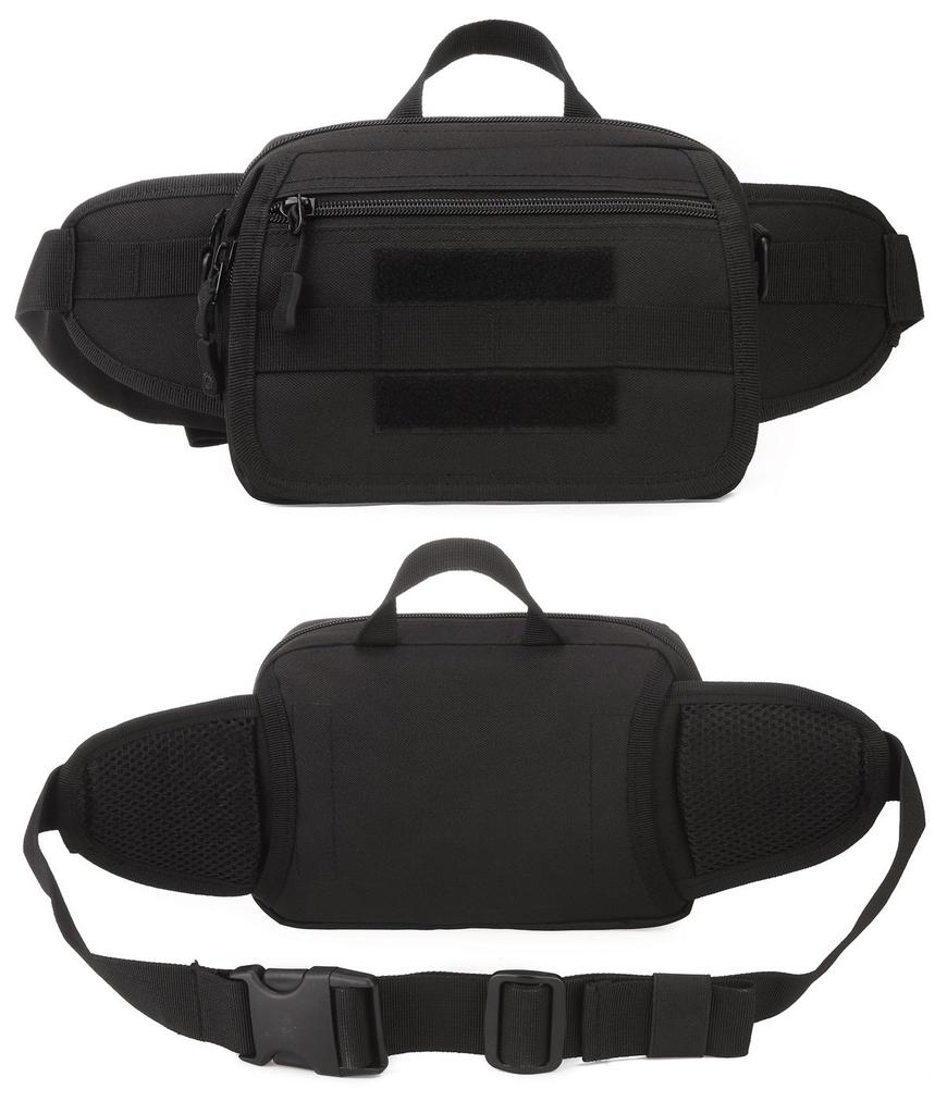 PHOENIX IKKI Assembled Molle Compatible Available In 6 Camouflage Waist Hip Crossbody Black 3-Way Bag, Colors, Pattern, Multifunctional, Sports,