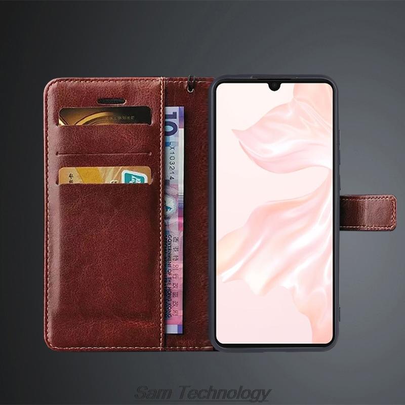 Kartenhalter-Abdeckung für Huawei Ascend P30 6,1 Zoll Pu-Leder-Flip-Cover Retro-Geldbörsen-Telefonkasten Business Capa Fundas Coque