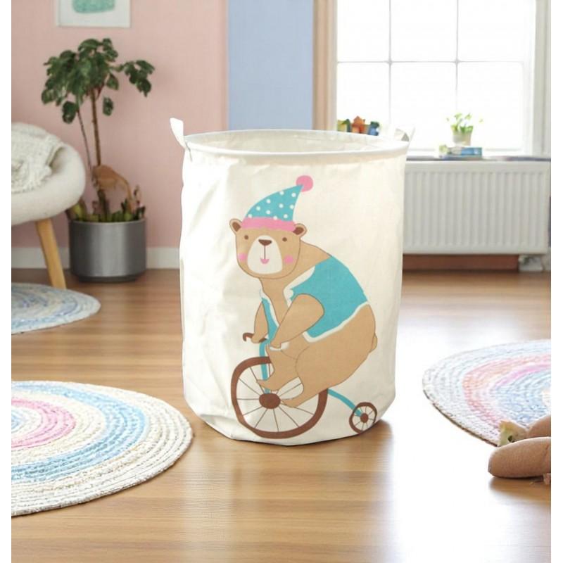 Pojemnik Na Zabawki Kosz Worek Na Pranie Miś Na Rowerze Dla Dzieci 35X45