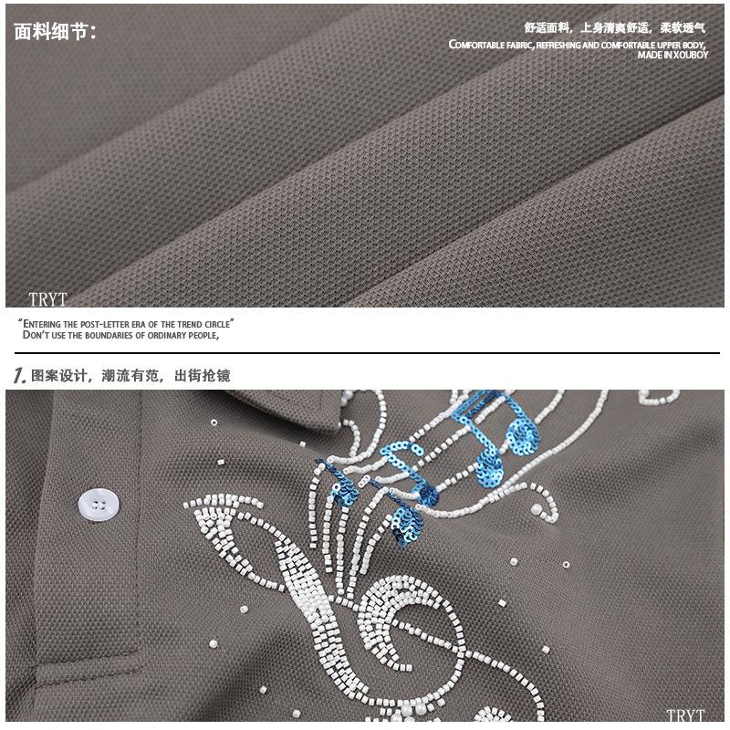 American high street embroidered lapel short-sleeved POLO shirt can be worn by men and women in summer loose college style casual couple half-sleeves