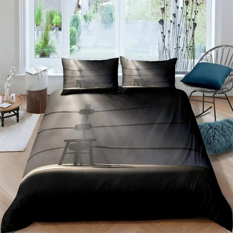Boxing Bedding Set Red Boxing Gloves Pattern Comforter Cover Sports Theme Duvet Cover Room Pugilism Games Bedding Collection