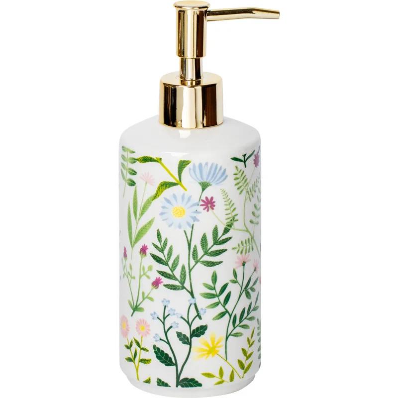 

American Style Hotel Flower Printed Press Empty Style Bottle Liquid Ceramic Hotel Hand Soap Shower Gel Shampoo Split Bottle ZG77