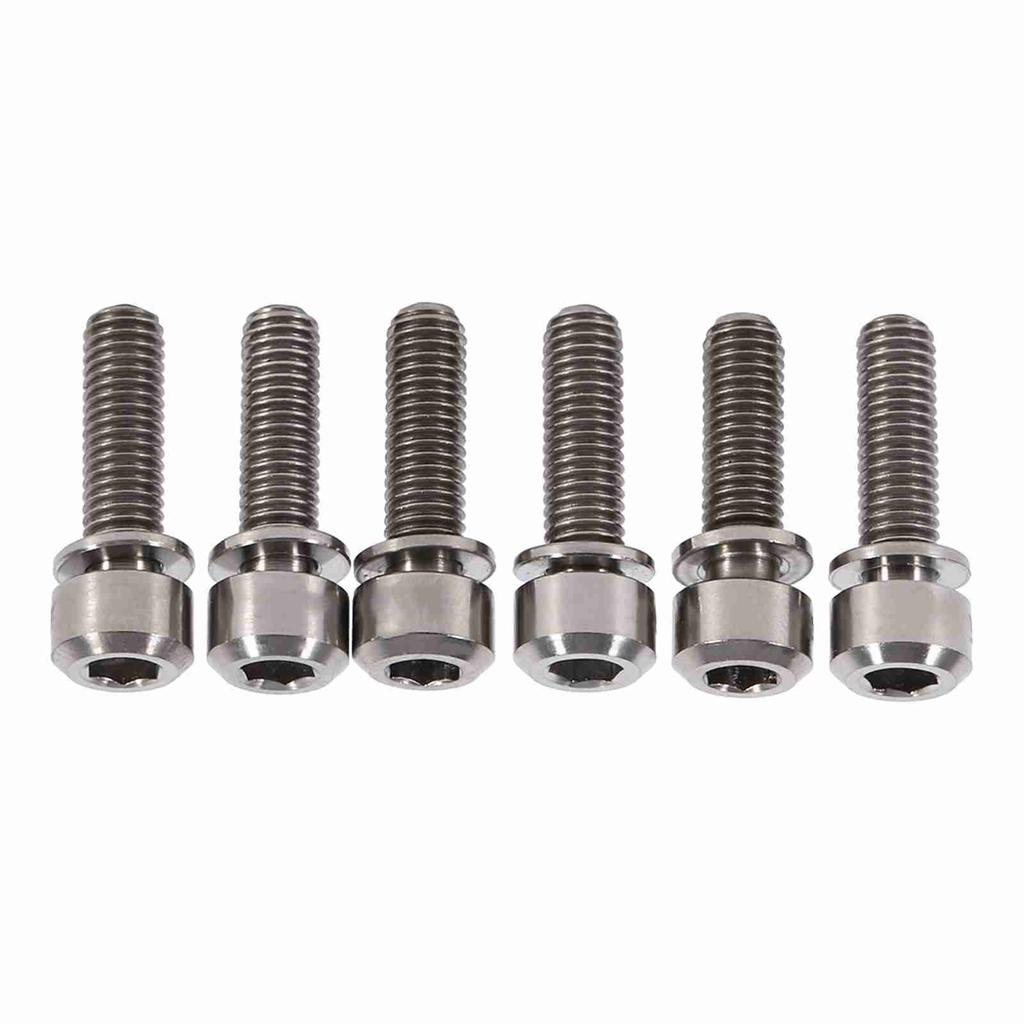 6pcs Titanium Alloy M5 X 18mm Bolts Screw With Washers Set For MTB Bicycle Stem