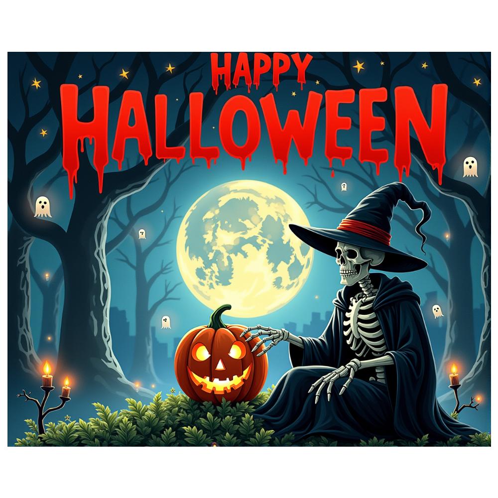 Ghost Decoration Full Moon Halloween Banner Pumpkin Decor Pumpkin Lantern Happy Halloween Sign For Party Prop Holiday Themed