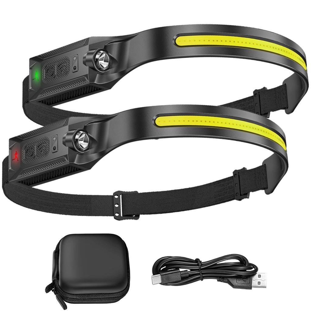 Sensor LED Headlamp USB Rechargeable Head Torch 5-mode Lighting Headlight Flashlight Running Light Camping Torch Emergency Lamp