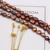 1String, Brown Natural Freshwater Pearls, Through Hole Nugget Pearl Beads, 7-8 Mm, for DIY Necklace Accessories, Jewelry Making, Women Gift, 36 Cm