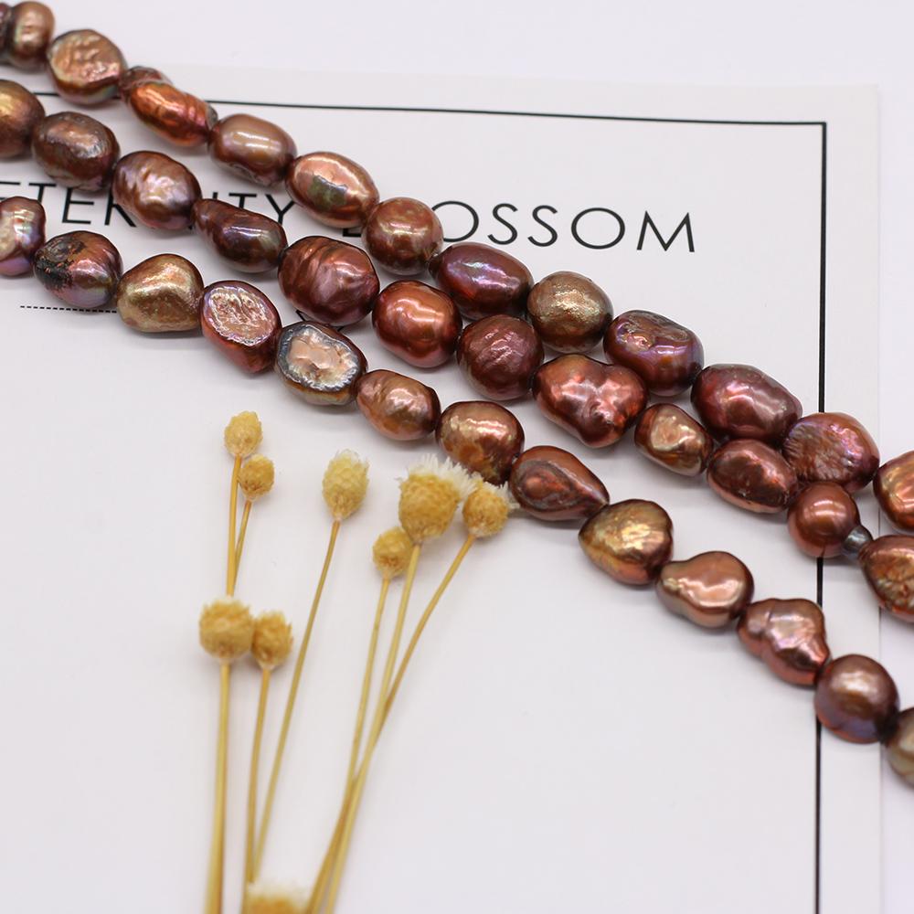 1String, Brown Natural Freshwater Pearls, Through Hole Nugget Pearl Beads, 7-8 Mm, for DIY Necklace Accessories, Jewelry Making, Women Gift, 36 Cm