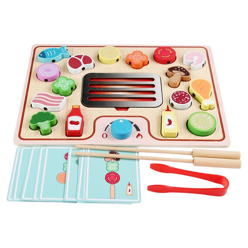 Wooden Role-Playing BBQ Playhouse: Early Education Puzzle Toy for Parent-Child Interaction