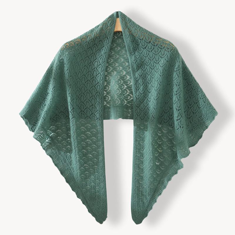 Women s 100% Pure Cashmere Hollow Knitted Shawl - Retro, Stylish  Versatile Solid Color Scarf