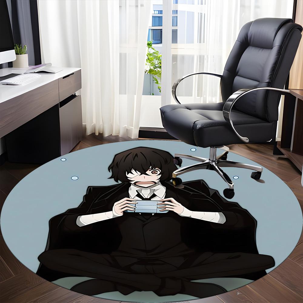 1 szt. Okrągły dywanik biurowy z postacią z anime, antypoślizgowy, miękki i trwały dywanik biurowy do dekoracji wnętrz, idealny do biura, piękna dekoracja