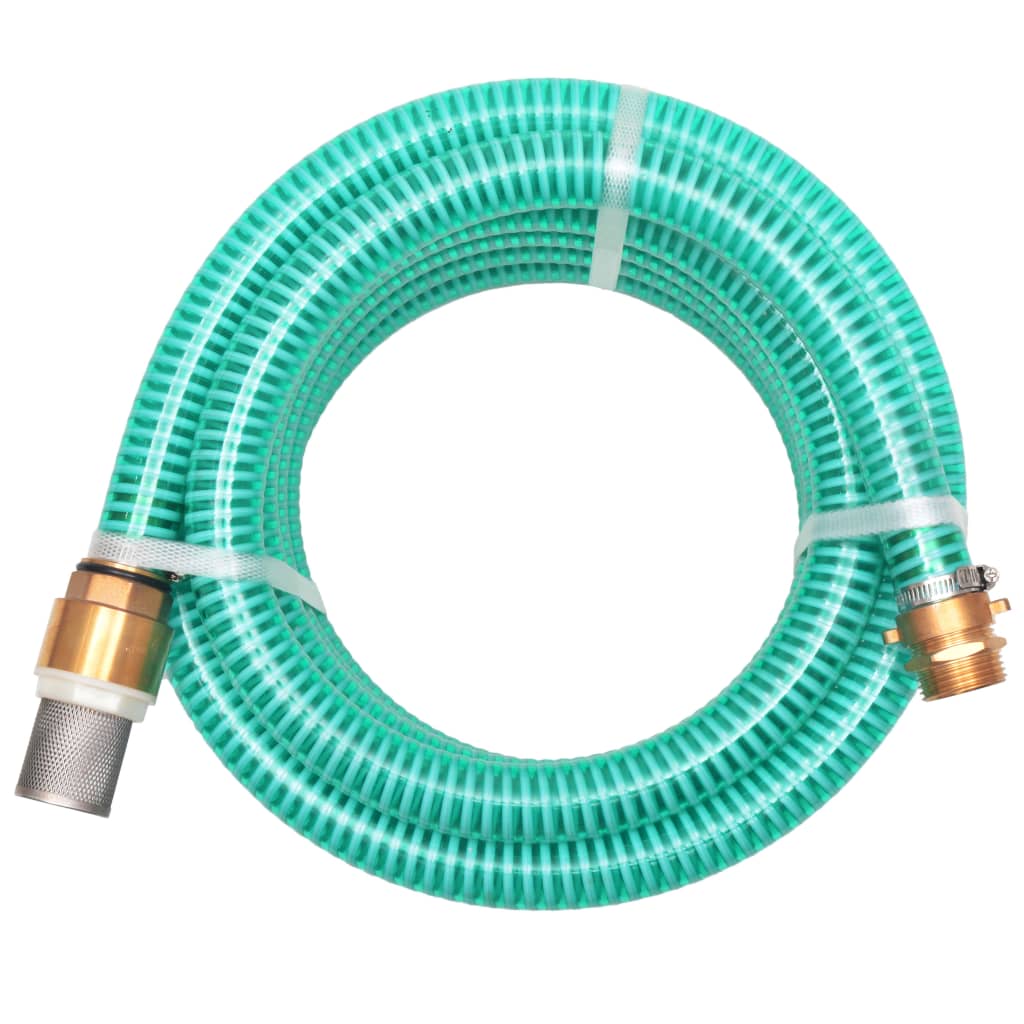 Saugschlauch mit Messingverschraubung 10 m 25 mm Grün