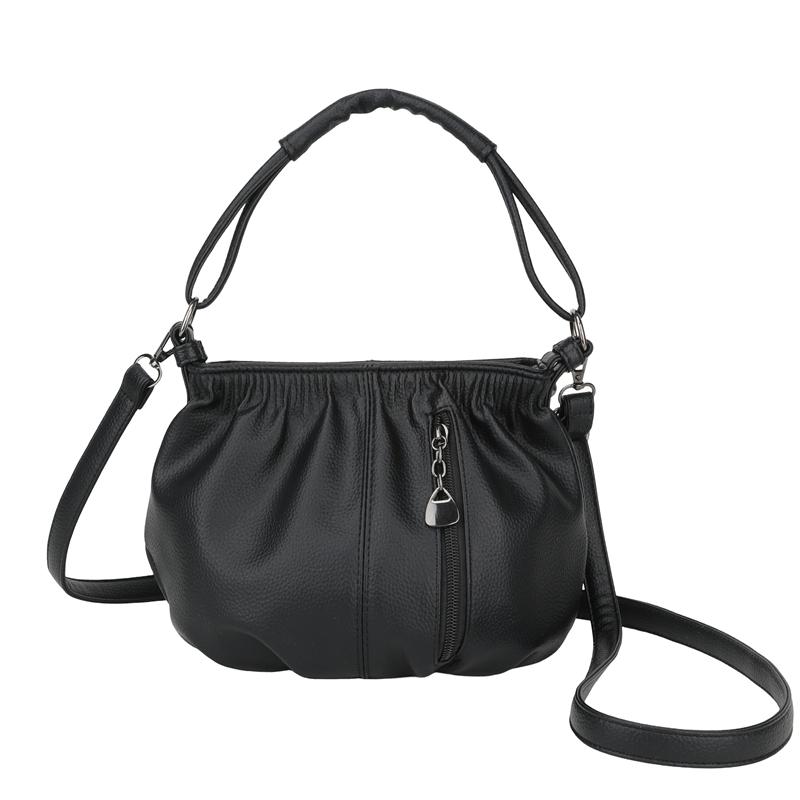 Vintage Ruched Leather Handbag for Women, Soft Multi-pocket Shoulder Crossbody Bag, Casual Large Capacity Hobo Purse for Daily Work Travel