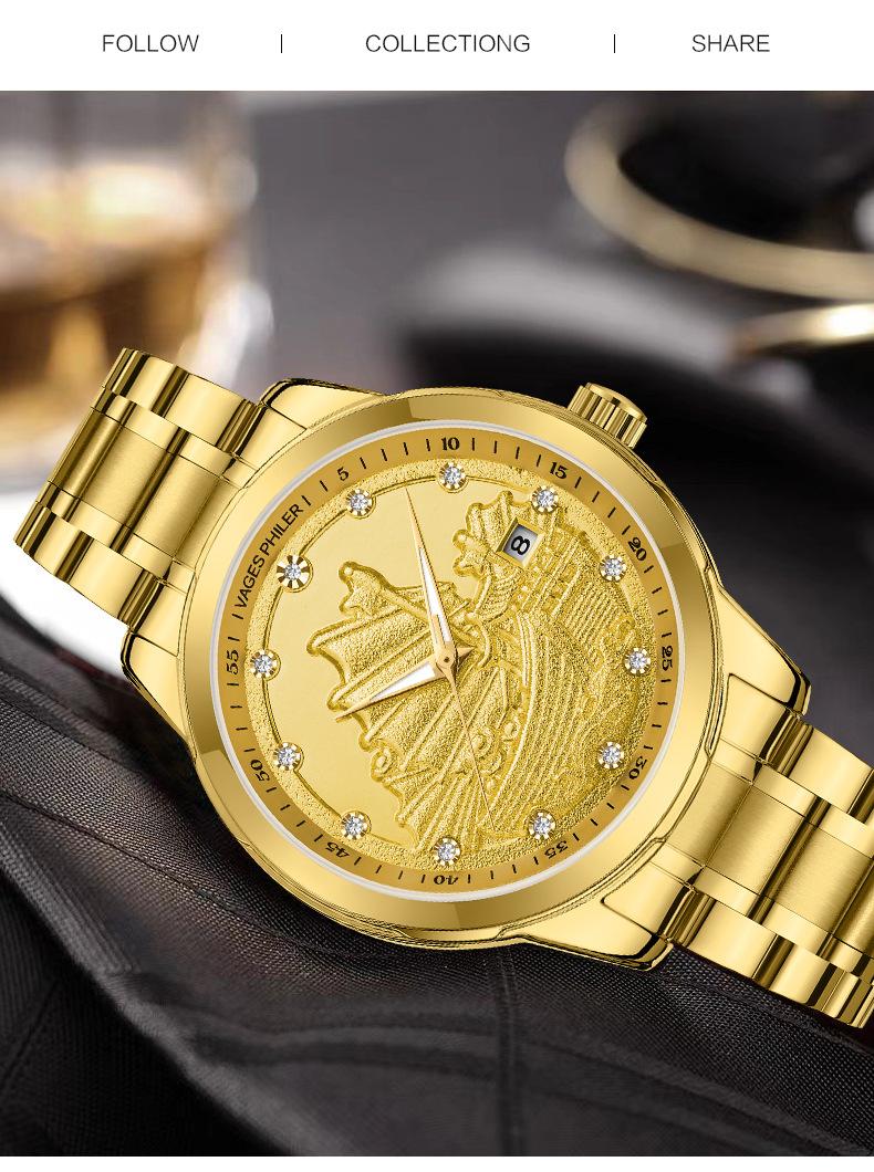 Longteng Sihai Watch Waterproof Business Luxury Full Gold Men S Mechanical Watch Wrist