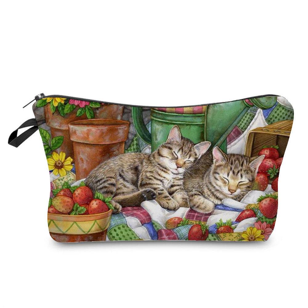 Women Cat Print Cosmetic Bag Toiletries Organize Travel Storage Case  6429