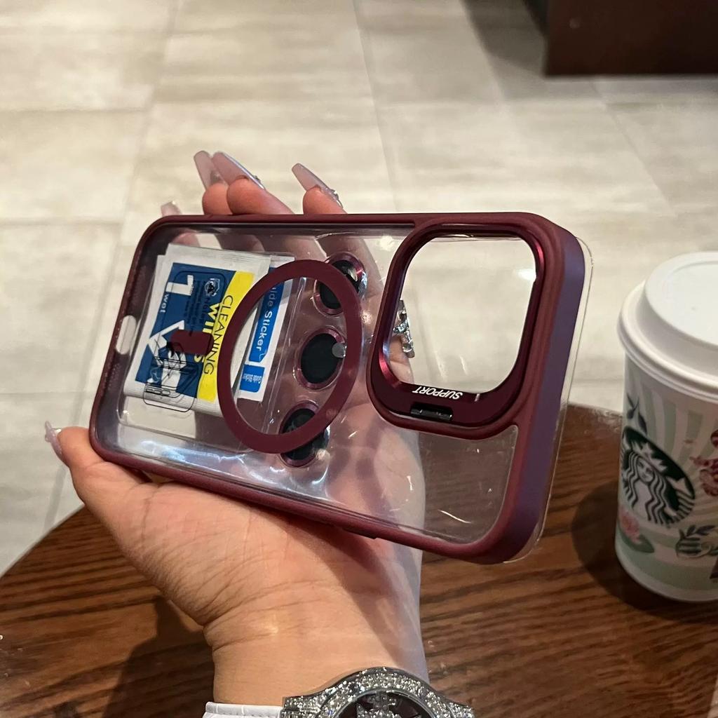 Applicable to iPhone17 high magnetic attraction lens holder mobile phone case Apple 16promax with lens film 15