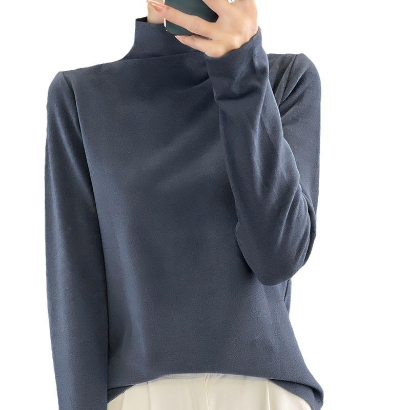 Fall and Winter Women's High Neck Slim Thin Long-sleeved Bottoming Shirt