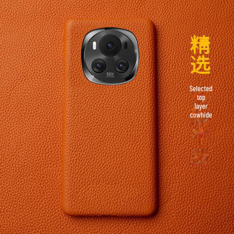Honor Magic6Pro Genuine Leather Case with Cowhide Litchi Pattern for Ultimate Protection