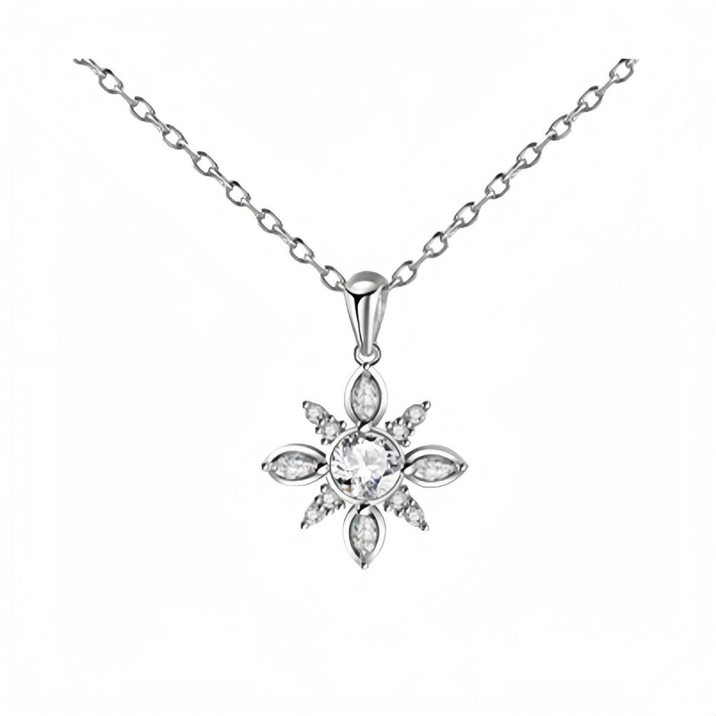 S925 Sterling Silver Snowflake Zircon Necklace - Fashionable Romantic Clavicle Chain 2025
