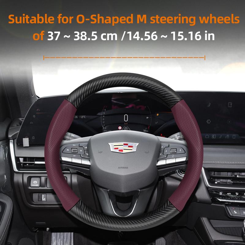 Suitable for Cadillac Breathable Hole Leather Matte Carbon Fiber Texture Steering Wheel Cover Suitable for Cts 2013 Ct4 Carbon Interior Ct5 Xt5 Xt4 X