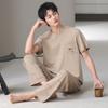 Pajamas Men's Summer Cotton Short Sleeve Trousers Thin Summer Casual Large Size Summer Loungewear Set