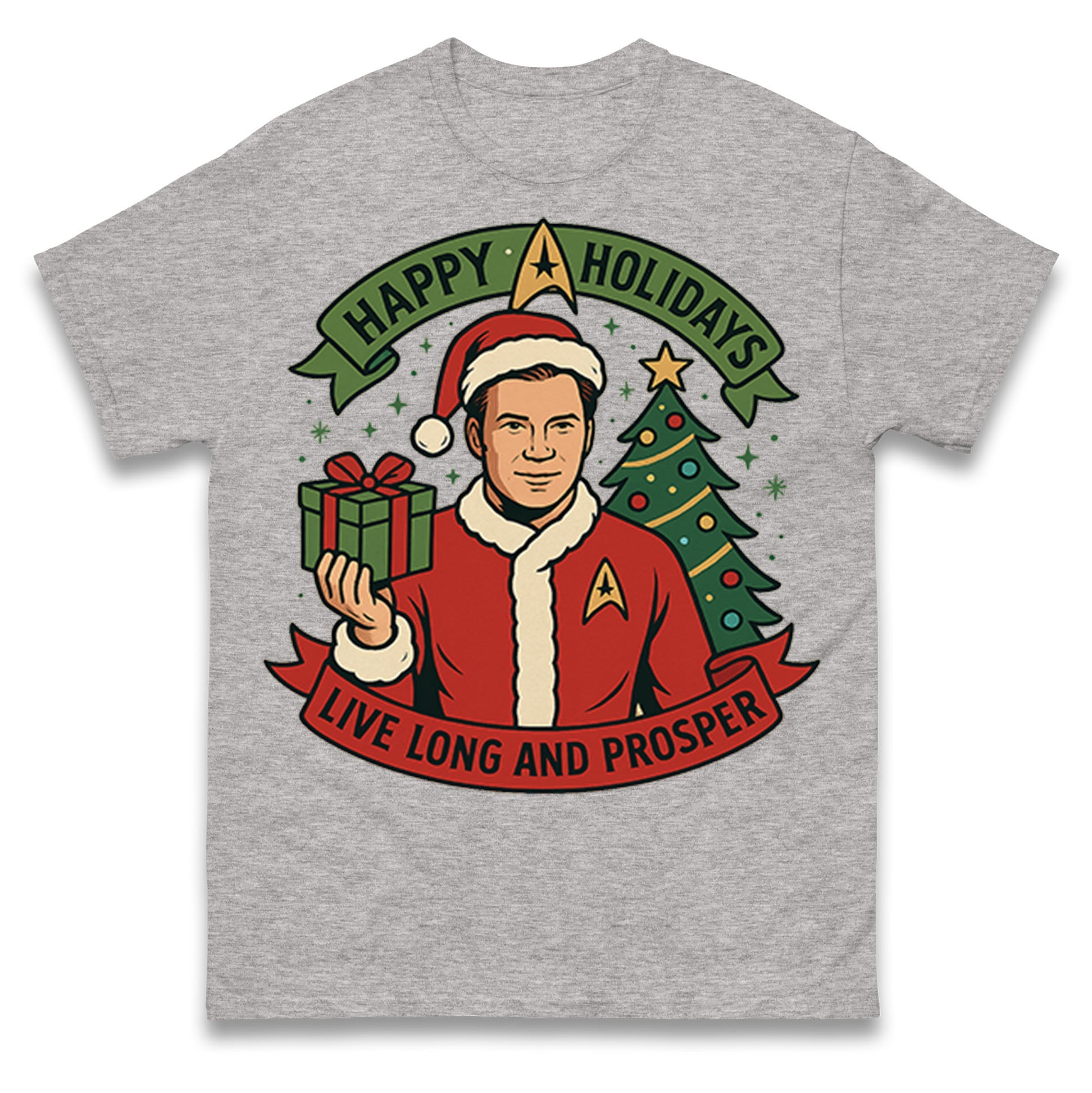Happy Holidays Live Long and Prosper Star Trek Christmas T Shirt Tshirt Mens Womens Unisex Tops Tees L