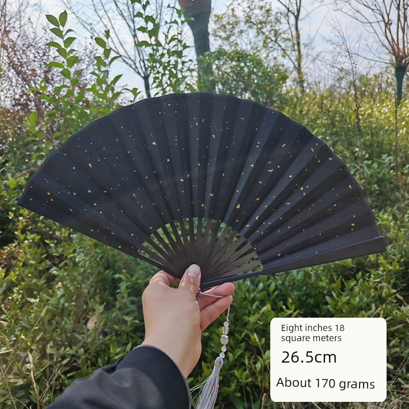 Legierter Faltfächer, Handwerksfächer, Hochwertiger Fächer im chinesischen Stil, Reiner Metallfächer, Geschenk für Freund, Version mit Geschenkbox