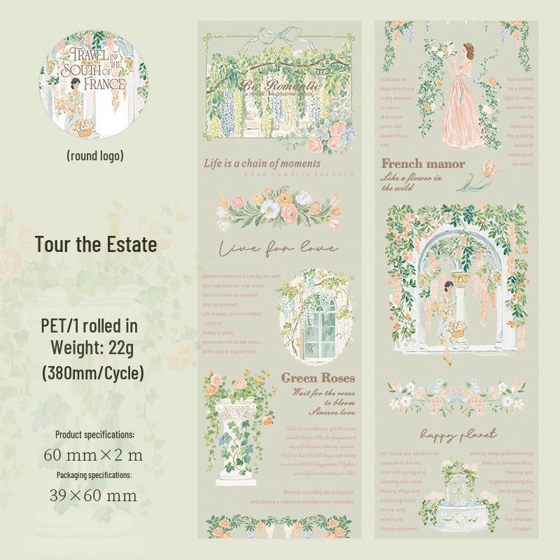Southern France Journey Scenery PET Tape: Romantic Decor, 6 Designs