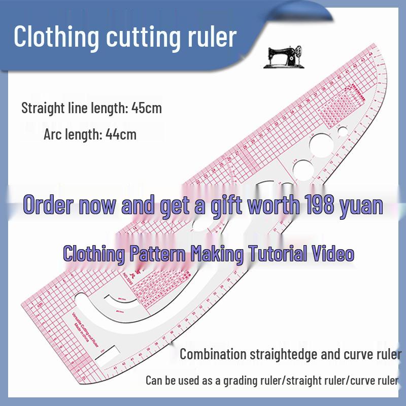 Multifunctional Tailor's Ruler Set: 3245 Curved Pattern & Cutting Tools