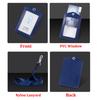Formal Business ID Badge Holder Durable Real Leather Work Chest Card Pouch with Lanyard Simple Classic Black Stationery