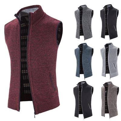 Herren Winterpullover Einfarbige Weste Freizeit Und Bequeme Warme Weste Mit Reißverschluss Stehkragen Ärmellos